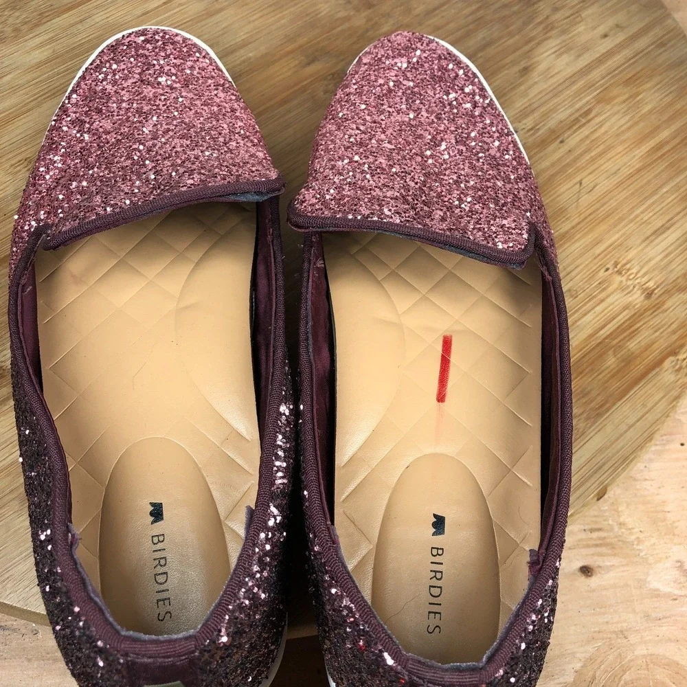 Birdies The Swift Womens size 9 shoes rose Sparkle Flitter Slip On Loafers